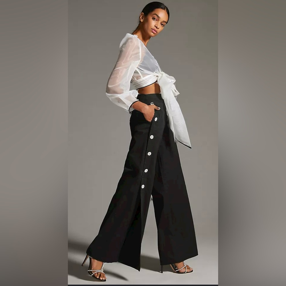 ANTHROPOLOGIE Corey Lynn Calter Side-Button Wide-Leg Pants
